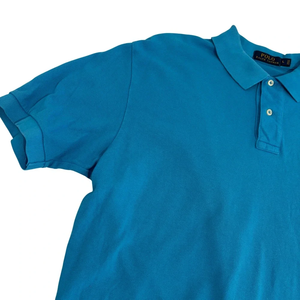 Polo Ralph Lauren Polo Shirt Mens L Blue Short Sleeve Red Pony Logo Preppy